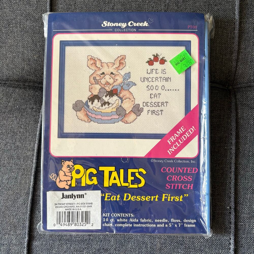 Eat Dessert First Vintage Counted Cross Stitch Kit by Pig Tales for Stoney Creek